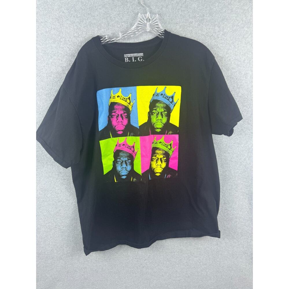 Notorious BIG Biggie Smalls‎ Pop Art Shirt Women's 1x Black Short Sleeve Rap Tee